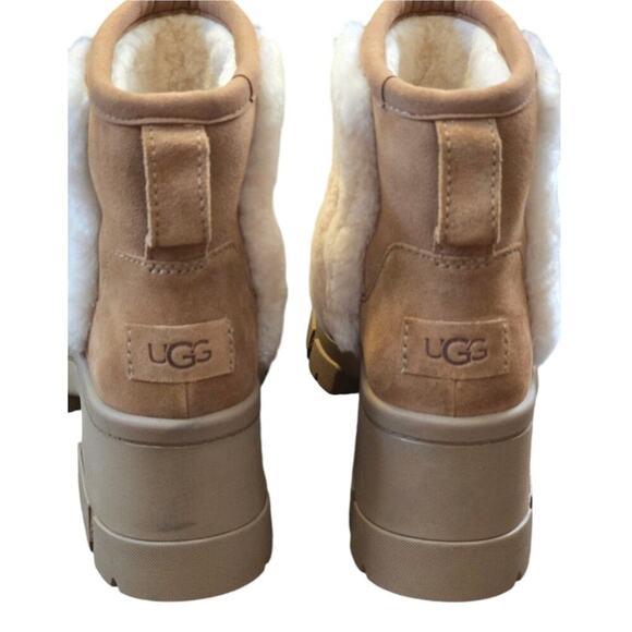 UGG Brooklyn Sunburst heeled sheepskin boot in chestnut size 9.5 New! - Picture 4 of 11